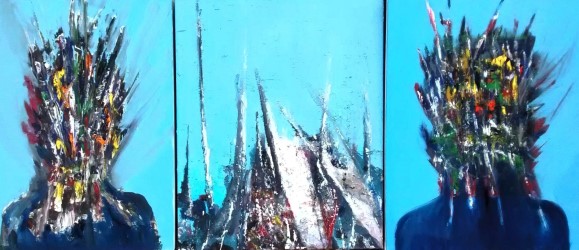 Triptychon, Oel auf Leinwand, 80 x 185 cm, 2016